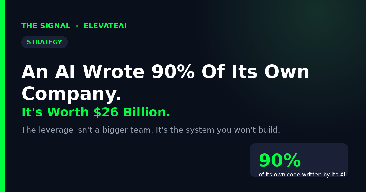 An AI Wrote 90% Of Its Own Company. It's Worth $26 Billion. The Lesson Isn't What You Think.